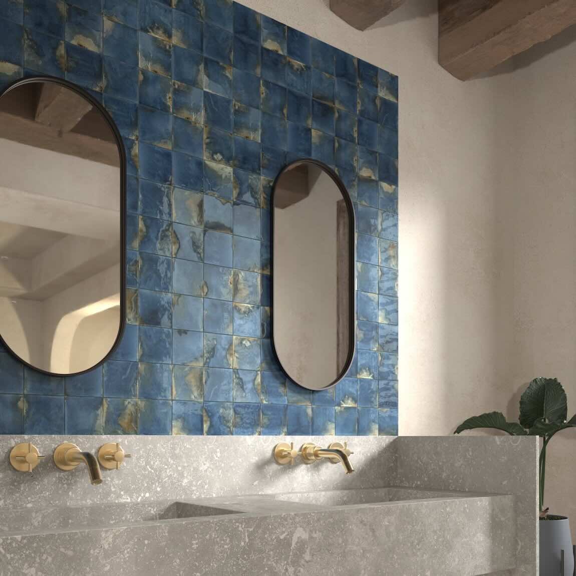 Costa Blanca Distressed Tile Blue 4.5x4.5