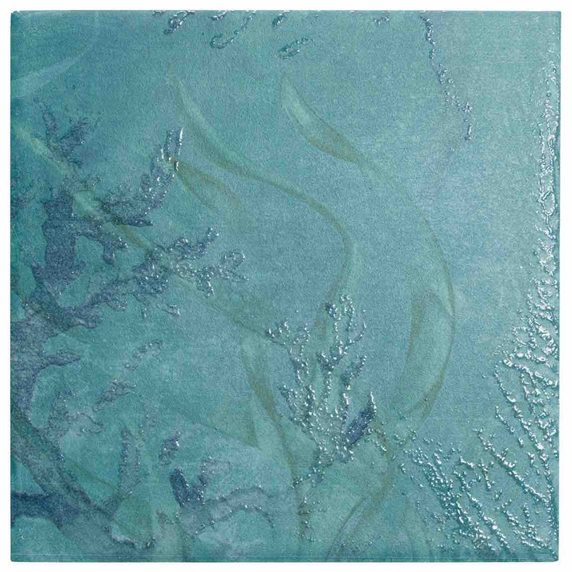 Teal marbled patterned tile