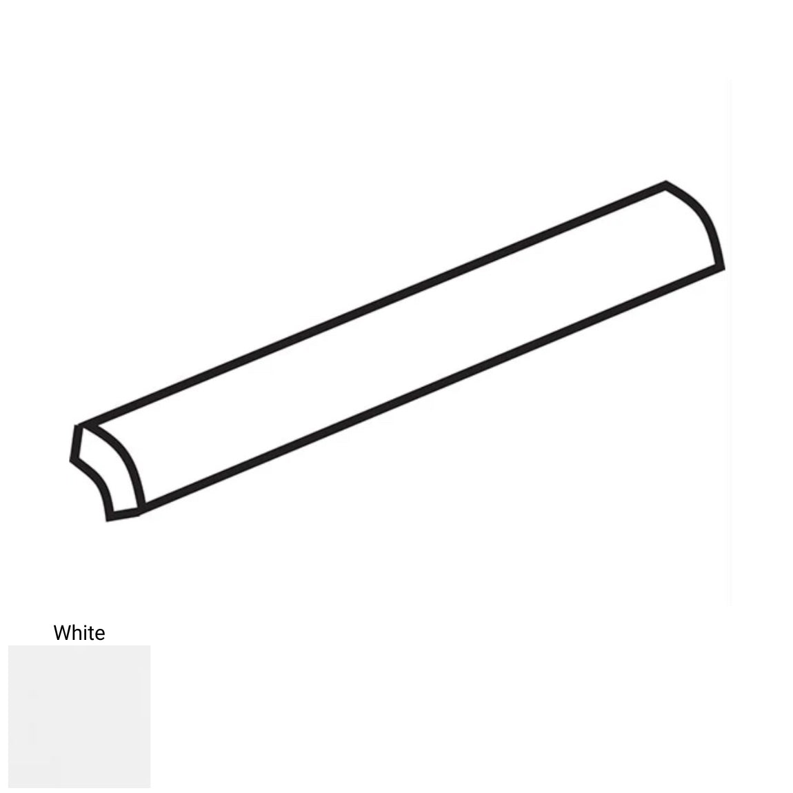 Pencil Tile Delight White 3/4''x10'' Glossy can be used to finish the edge of the backsplash, bathroom, or shower wall