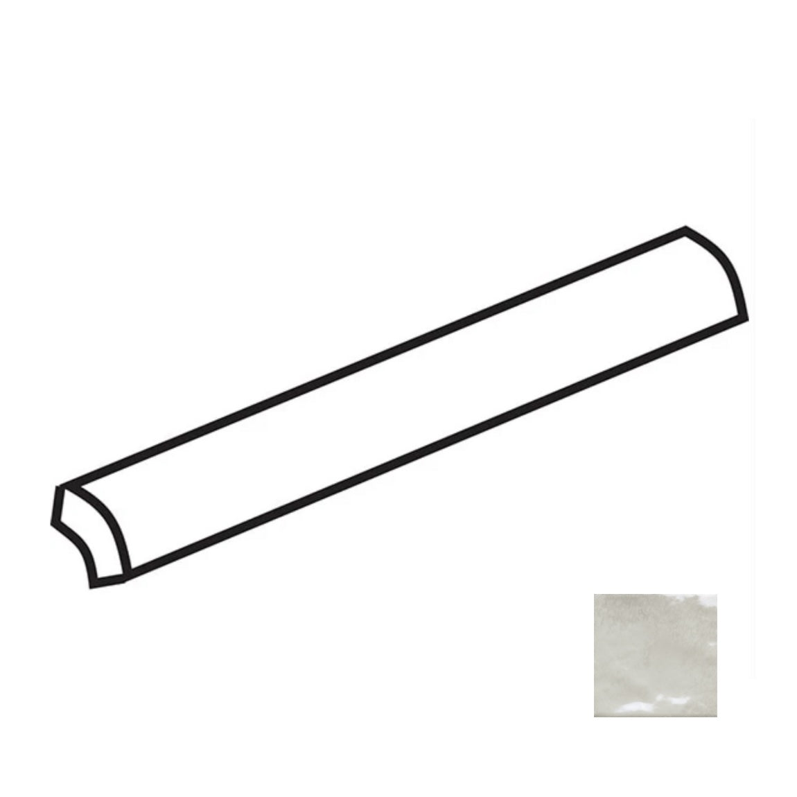 Charleston White Glossy Tile 0.2''x8'' Wall Trim Tile