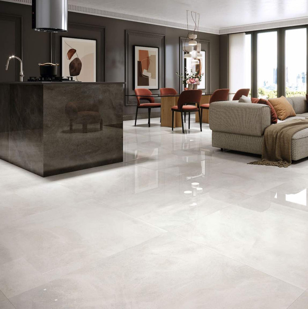 Polished Porcelain Tile White River 39x39 Rectified, image size:1024x1026