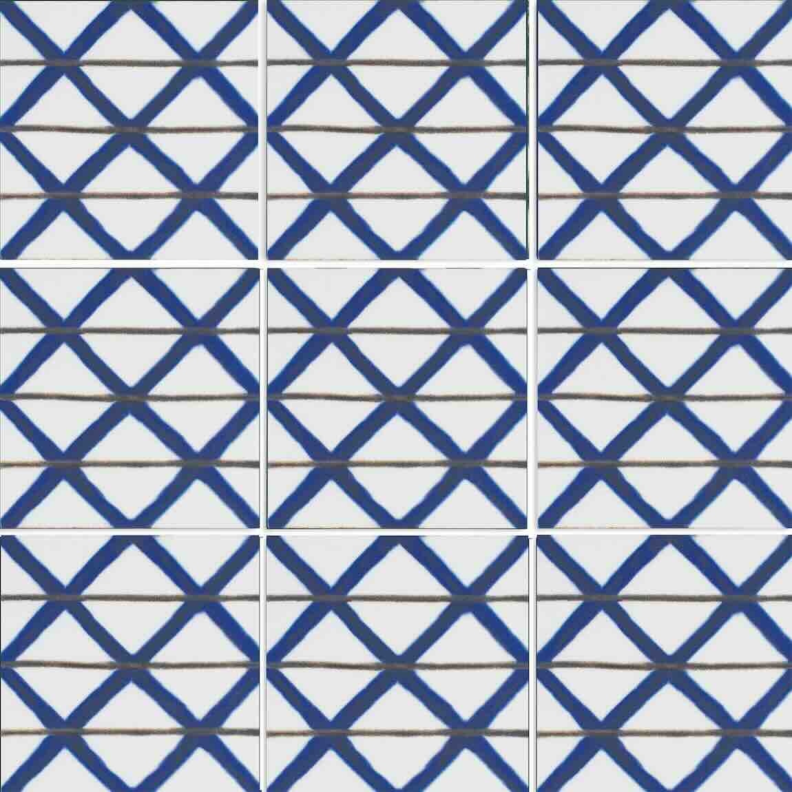 Mediterranean Rug Quarto Patterned Porcelain Tile, 6" x 6", Glossy, for swimming pools, pool waterlines, spas, kitchen backsplashes, bathrooms, and showers