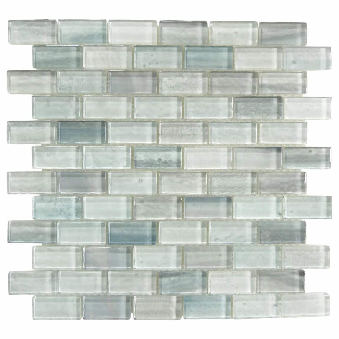 Jewel Silver Glass Mosaic Tile 1''x2'' is made of clear glass and suitable for swimming pools, spas, kitchen backsplash, bathroom, and shower walls