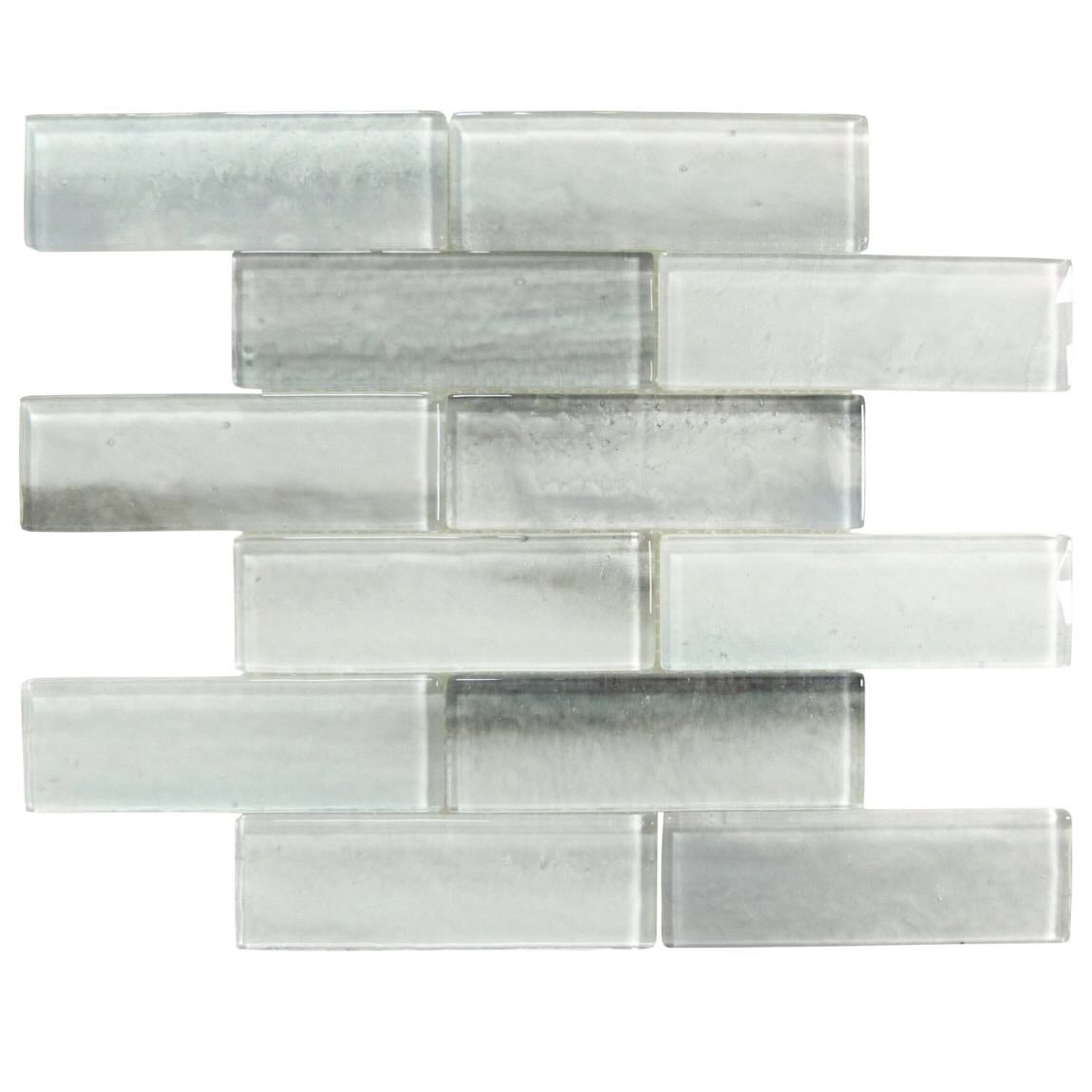 Jewel Silver Glass Mosaic Tile 2''x6'' is made of clear glass and suitable for swimming pools, spas, kitchen backsplash, bathroom, and shower walls