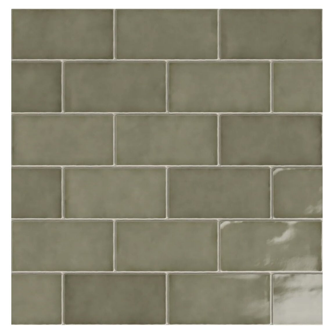 Coastal Green Glazed Subway Tile 2.5x5 adds a handcrafted appeal with its glossy finish and uneven surface. Perfect for kitchen, bathroom, and shower walls