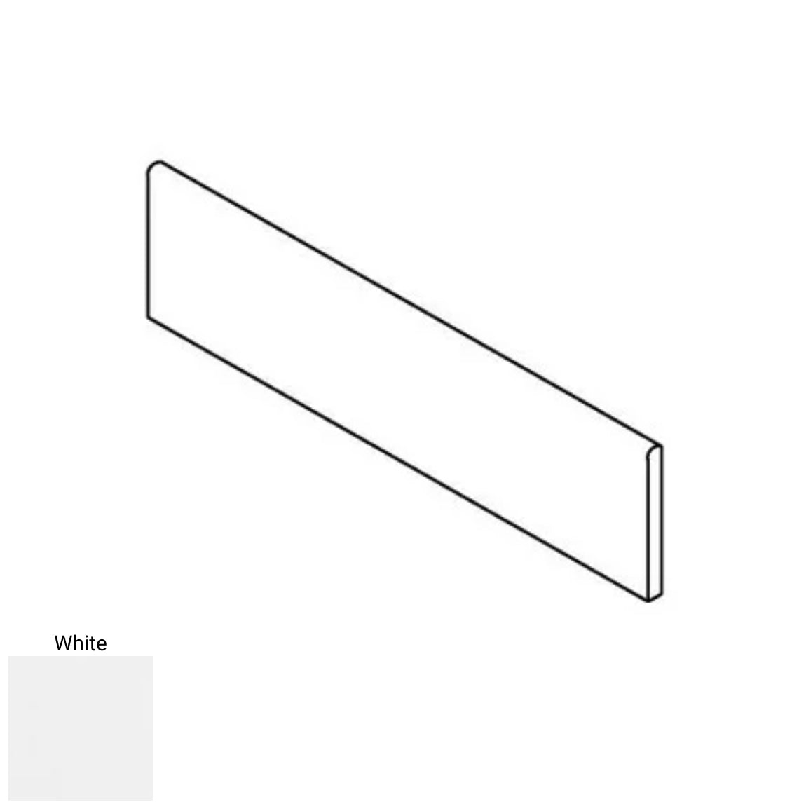 Bullnose Tile Delight White 3''x10'' Glossy can be used to finish the edge of the backsplash, bathroom, or shower wall