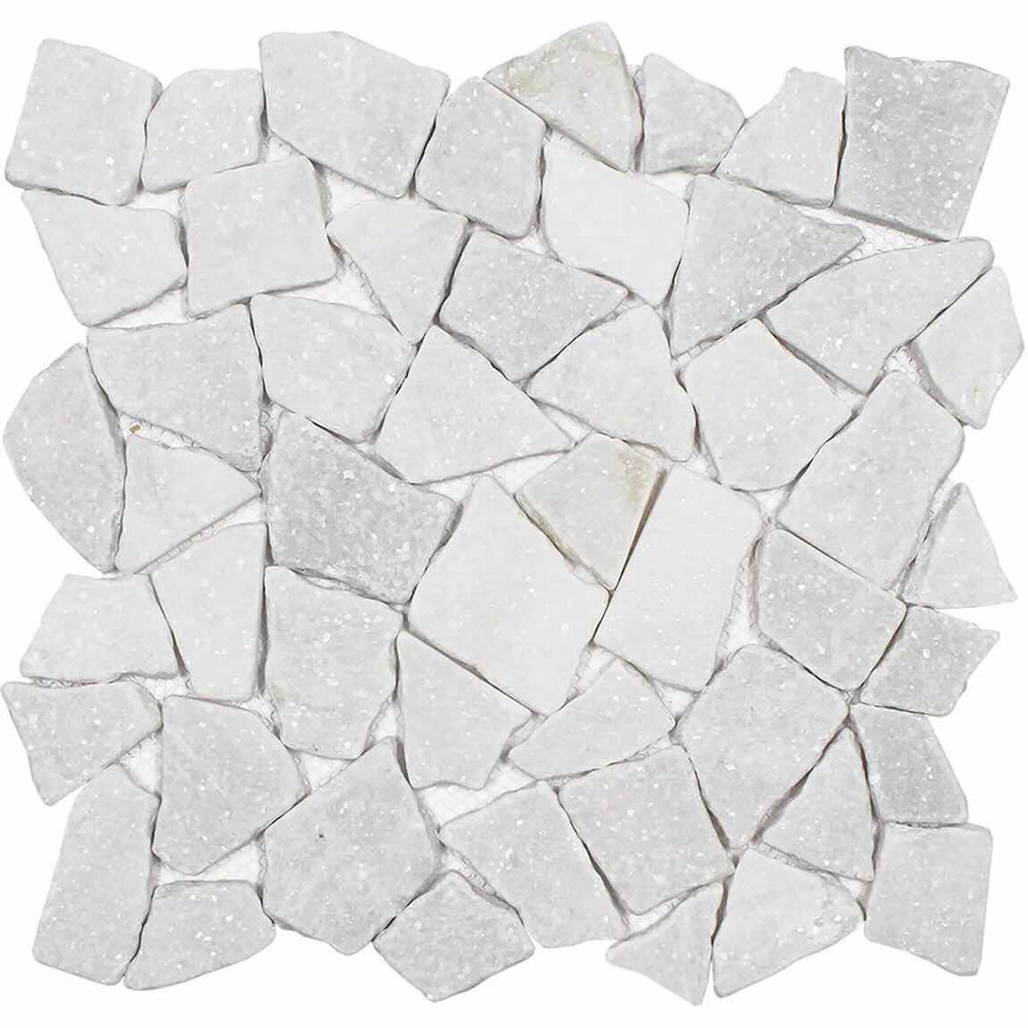 white-glimmer-tumbled-stone-mosaic-tile for floors and walls
