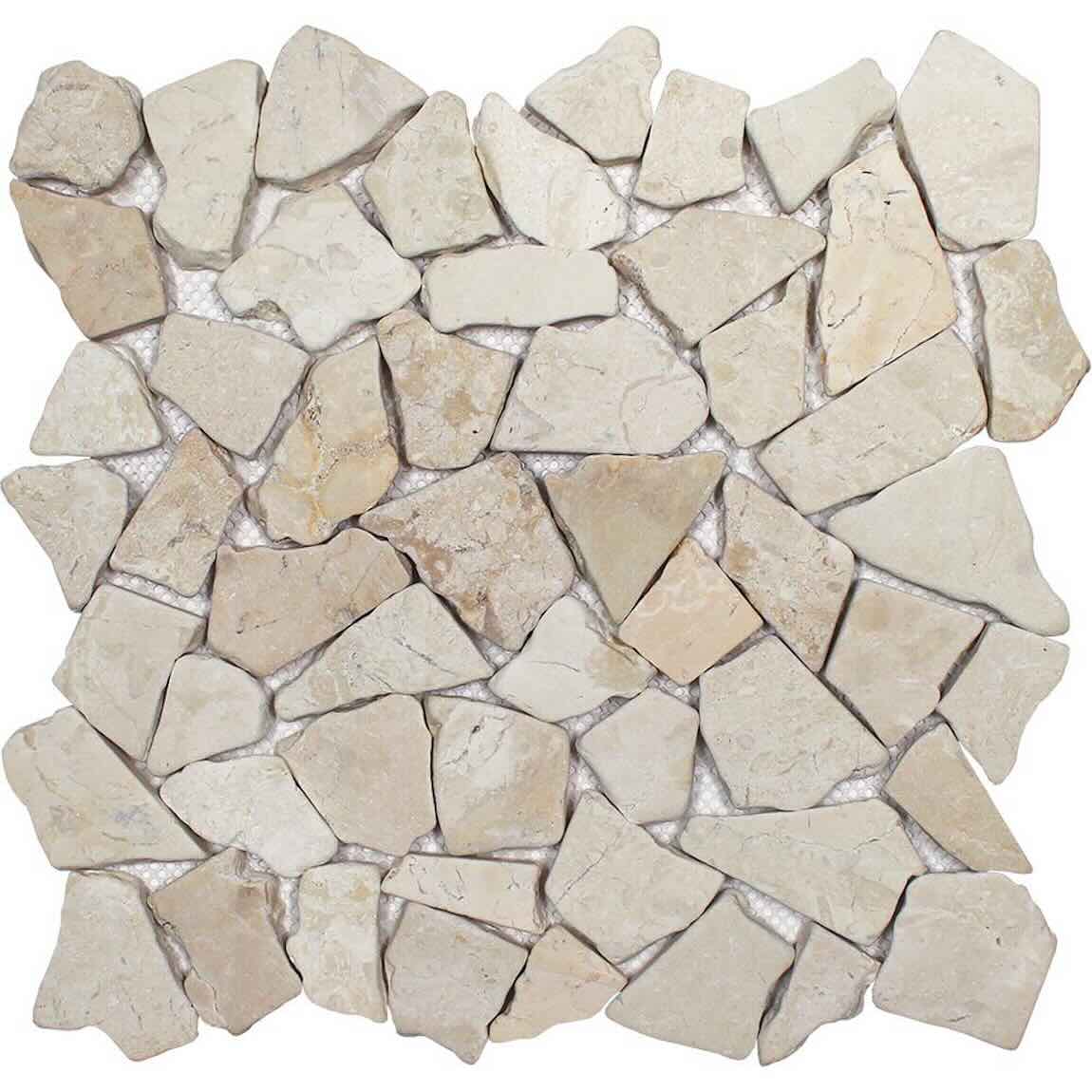 White Sand Tumbled Stone Mosaic Tile Matte for floor and wall