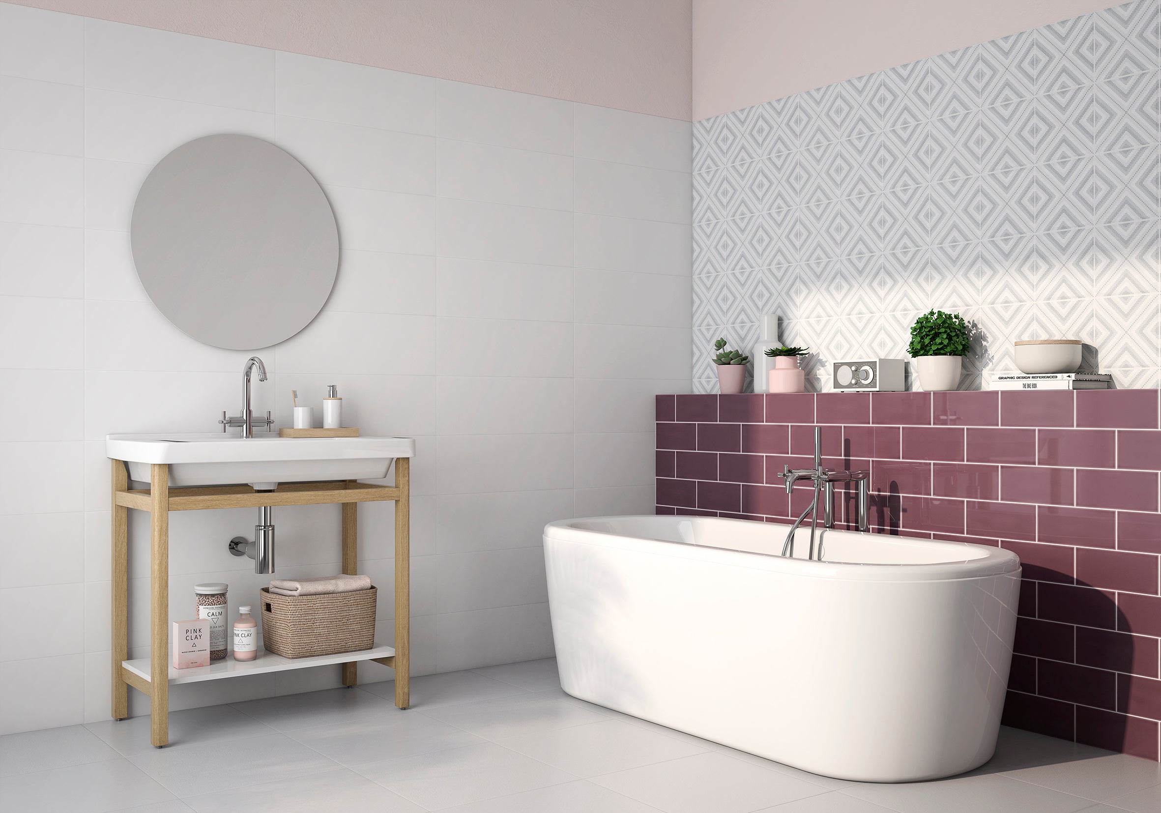 Delight burgundy subway tile in a 4x10 size, installed on a bathroom wall to create a warm, dramatic statement with a deep wine-toned finish and clean, contemporary lines.