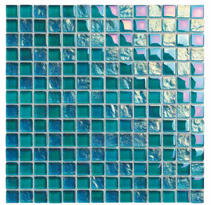 Reflections Iridescent Glass Tile Turquoise 1x1 for swimming pool and spas