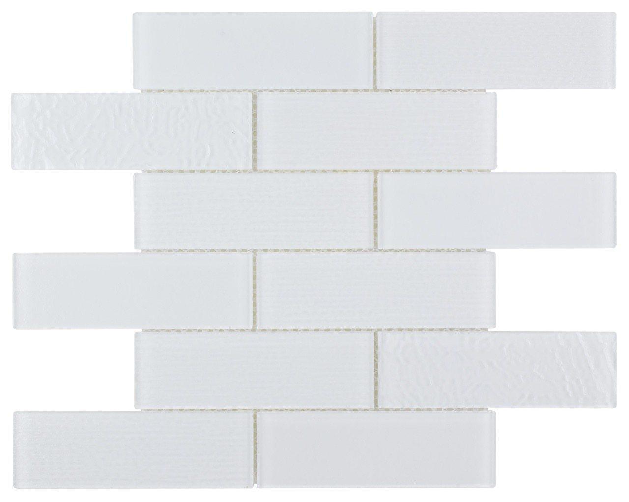 Glass Subway Tile Contemporary White 2x6