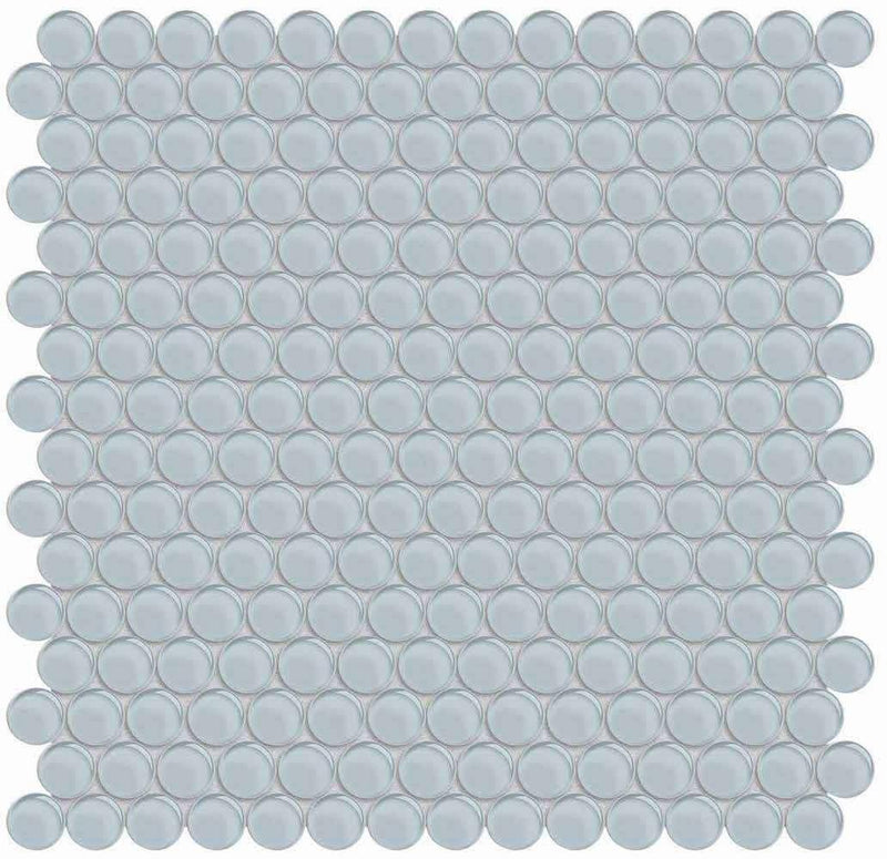 Glass Mosaic Tile Penny Round Soft Blue