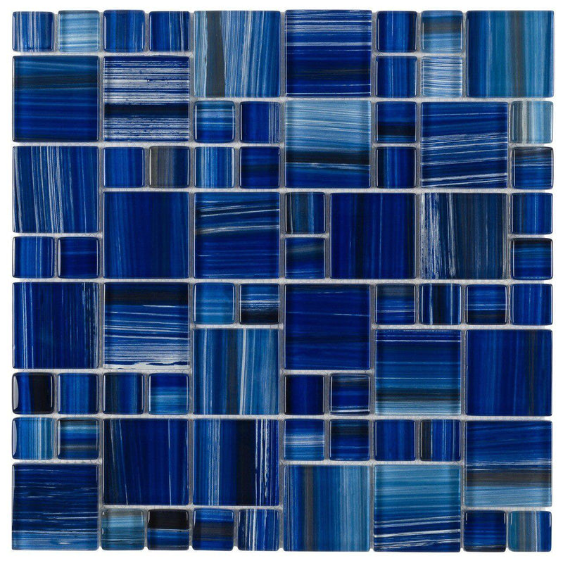 Glass Mosaic Tile Royal Blue Pattern