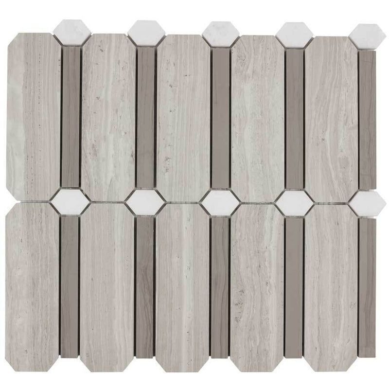 Mediterranean Stone Mosaic Tile Grey Columns