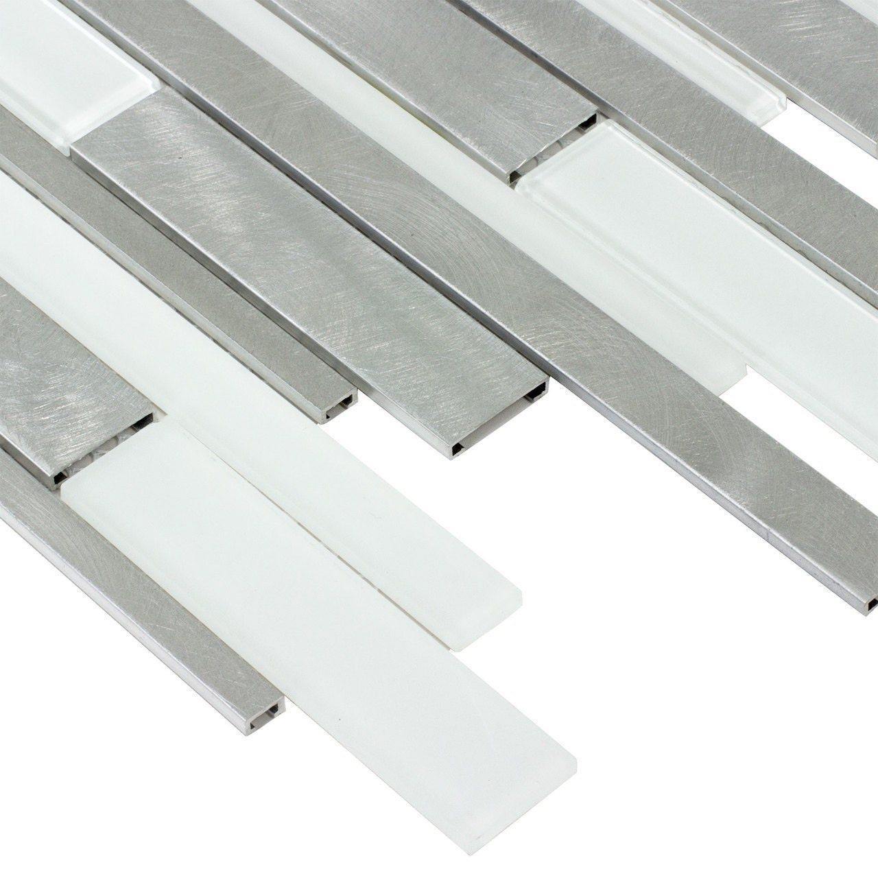 Glass & Stainless Tile Millennium White