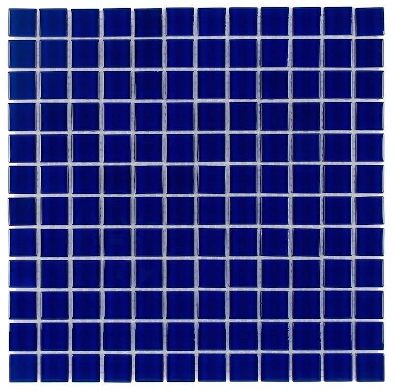 Glass Mosaic Tile Backsplash Cobalt 1x1