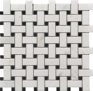 Basket Weave Black White Mosaic Tile
