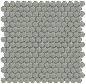 Glass Mosaic Tile Penny Round French Gray