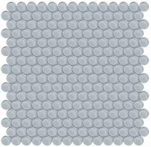 Glass Mosaic Tile Penny Round Tender Gray