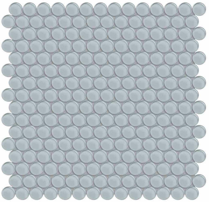 Glass Mosaic Tile Penny Round Tender Gray