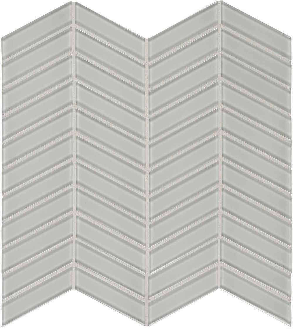 Glass Mosaic Tile Chevron White Moderne