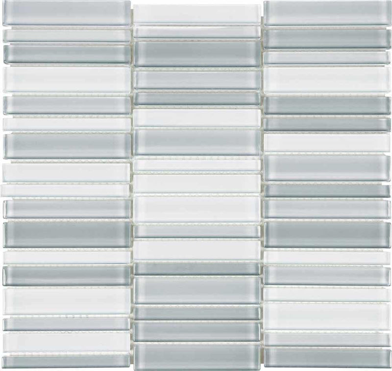 Glass Mosaic Tile Stacked Multi Grey