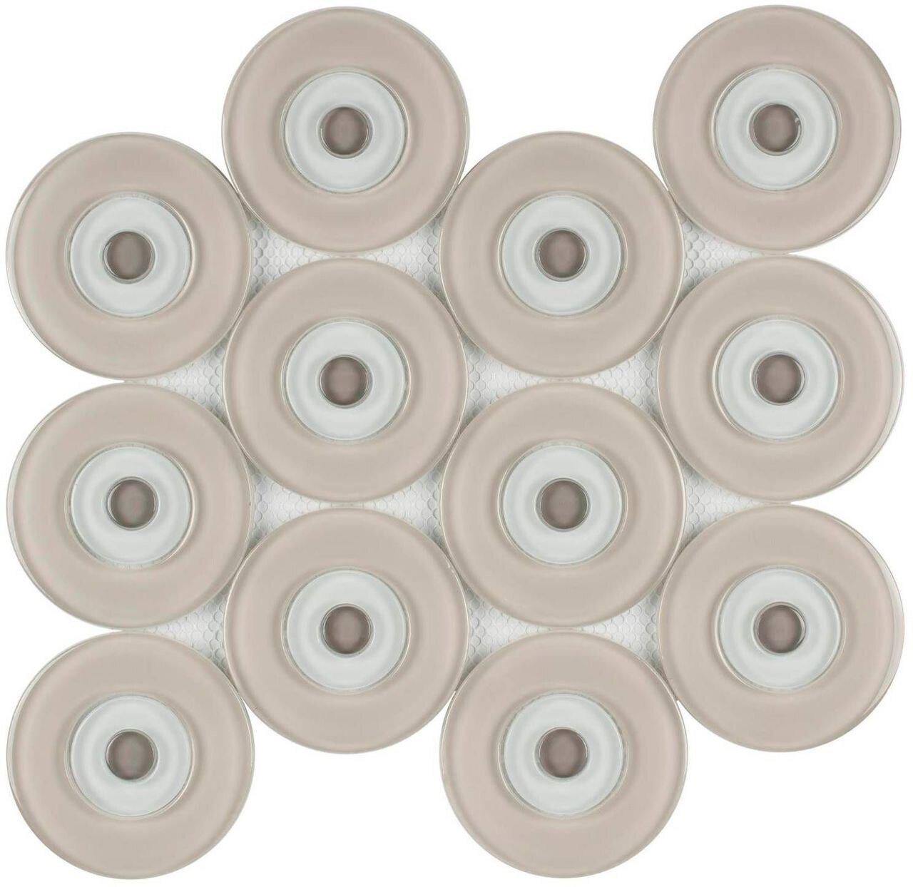 Glass Mosaic Tile Circle Taupe Blend