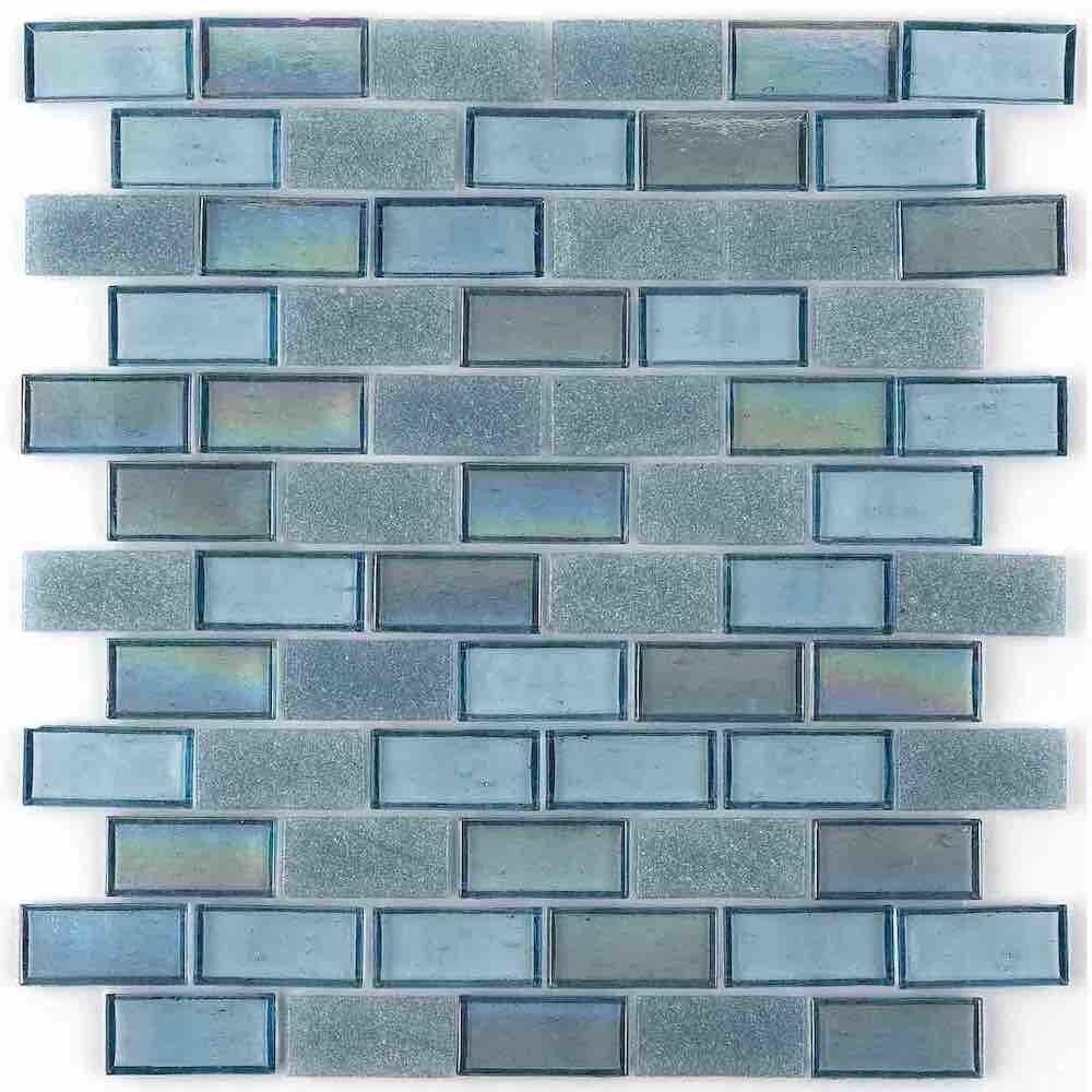 Iridescent Recycled Glass Tile Neutral 1 x 2