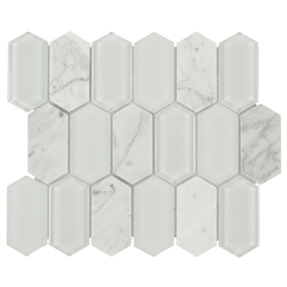Glass Stone Mosaic Tile Picket Carrara