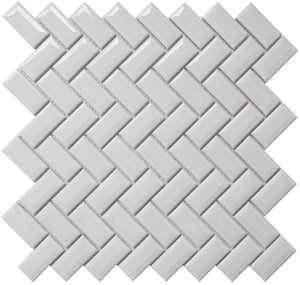 Herringbone Porcelain Mosaic Tile White