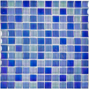 Glass Pool Tile Shimmer Navy Blue 1 x 1
