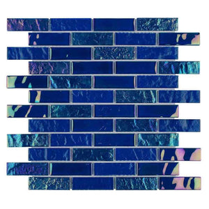 Iridescent Glass Tile Summer Cobalt Blue 1 x 3