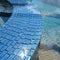 Iridescent Clear Glass Pool Tile Pale Blue 1x2 installed on a pool spa