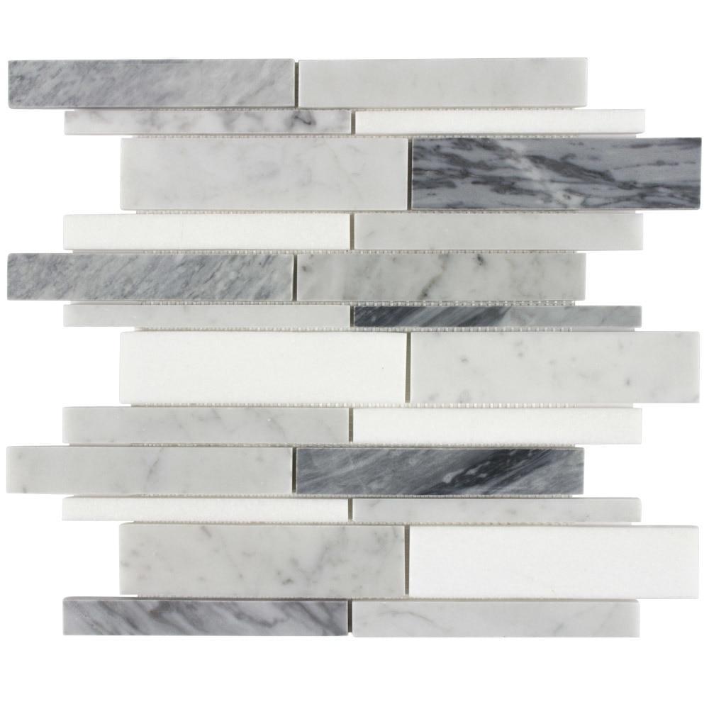 Stone Mosaic Wall Tile White Blend