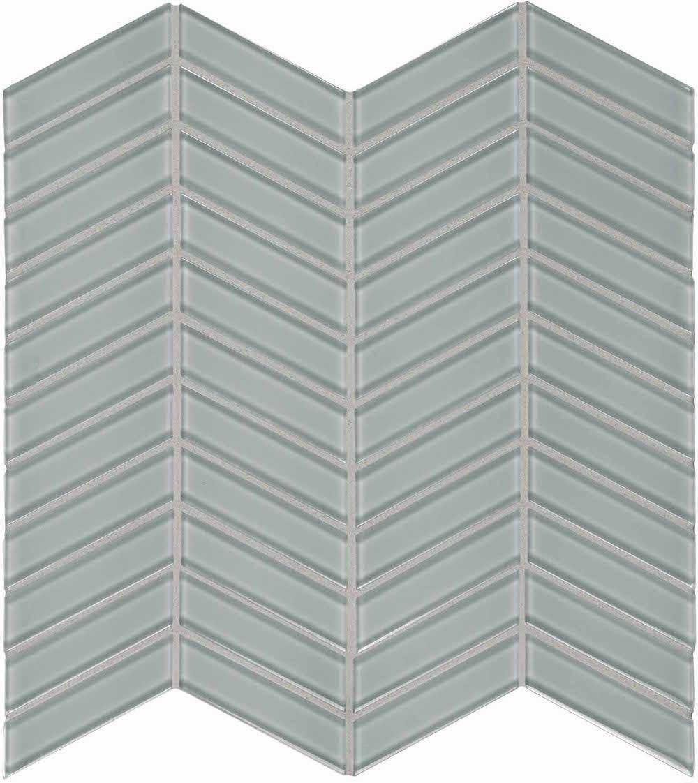 Glass Mosaic Tile Chevron Tender Gray
