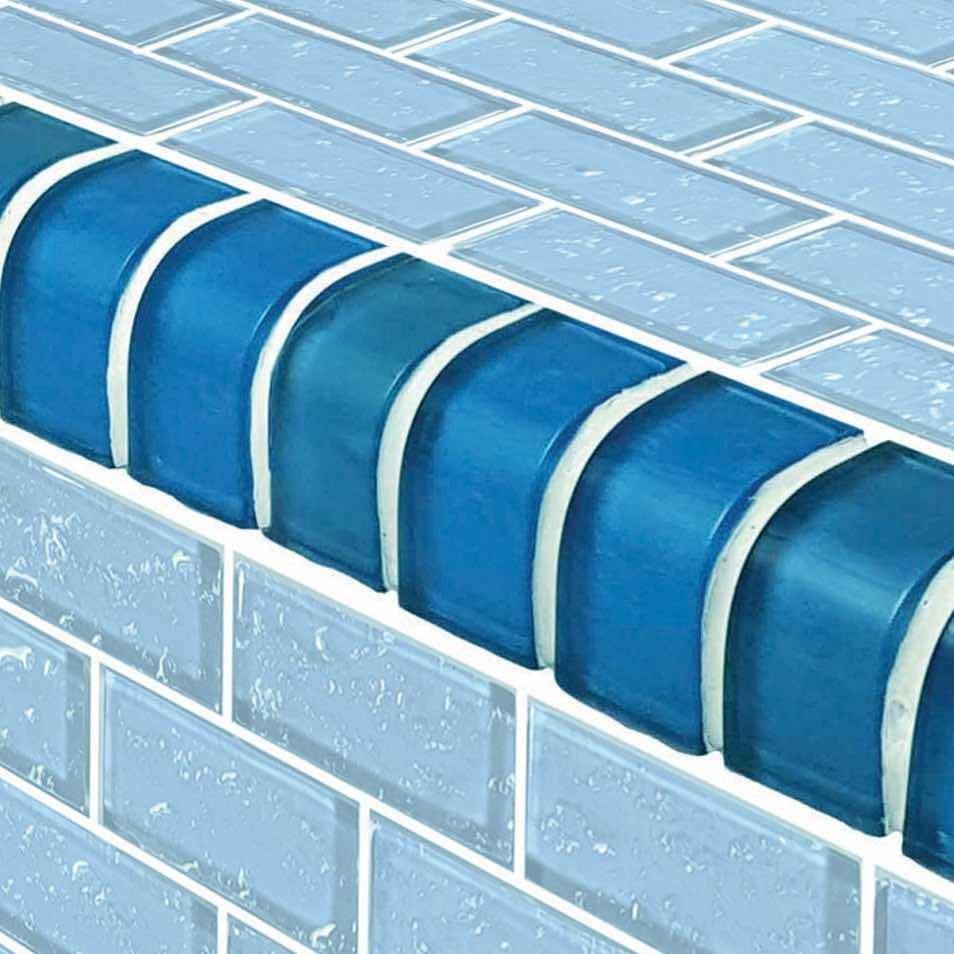 Glass Tile Trim Pale Blue 1 x 2 - 1 Linear Foot
