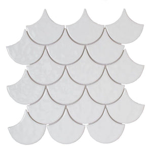 Scallop Ceramic Mosaic Wall Tile White