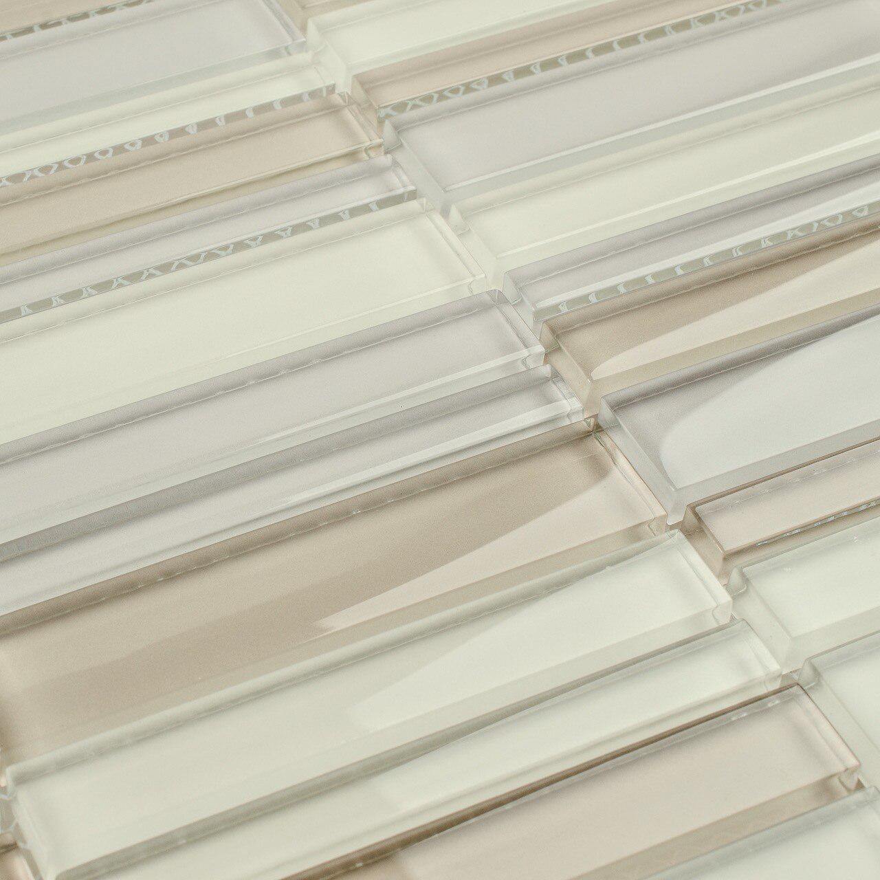 Glass Mosaic Tile Stacked Warm Neutral Blend