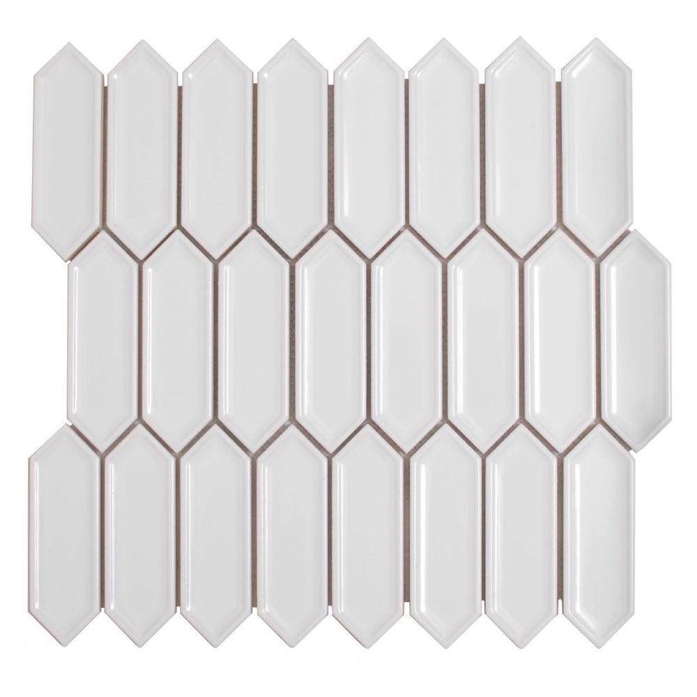 Picket Ceramic Mosaic Wall Tile White