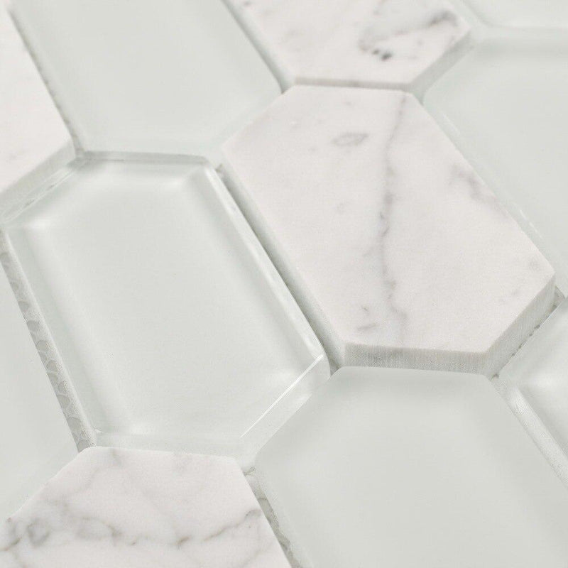 Glass Stone Mosaic Tile Picket Carrara