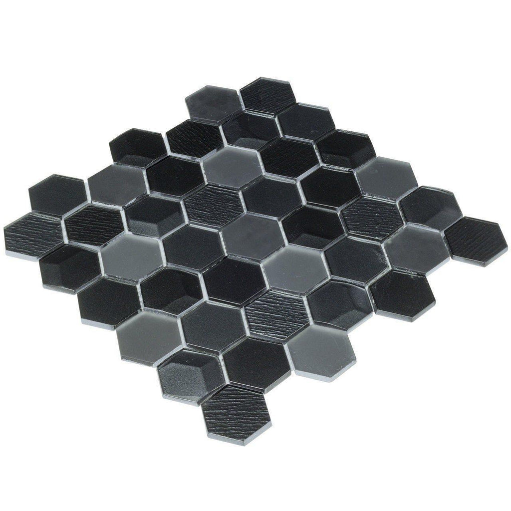 ProntoMosaics Stainless Black Hexagon Range Backsplash