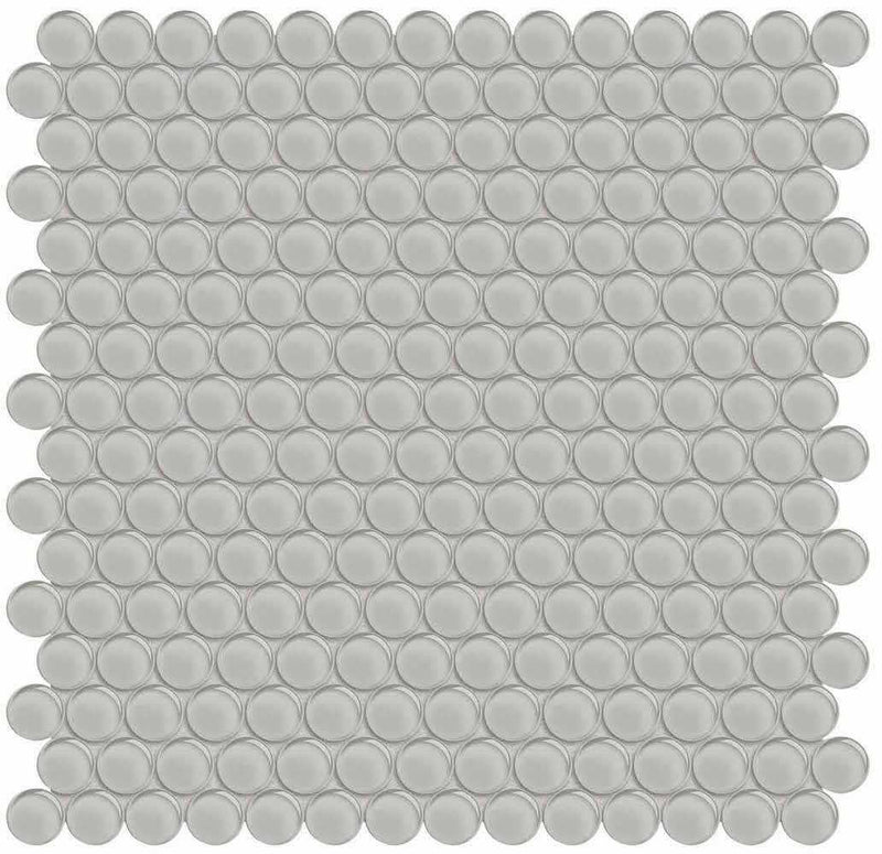 Glass Mosaic Tile Penny Round White Moderne