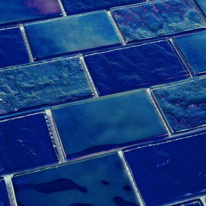 Iridescent Glass Tile Summer Cobalt Blue 2 x 3