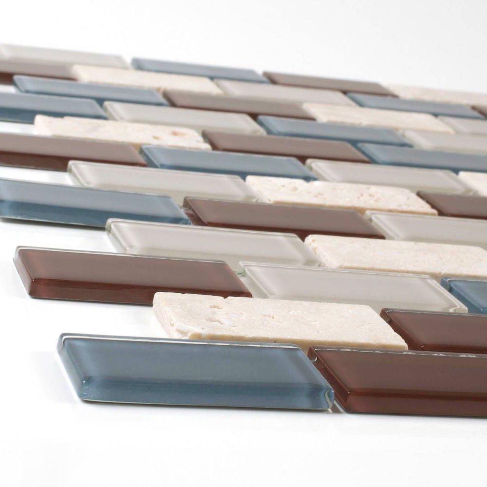 Glass Mosaic Tile Mid Century Blue 1x2