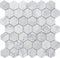 Hexagon Carrara White Marble Mosaic Tile 2x2 for kitchen backsplash, bathroom, shower, wall, and floor