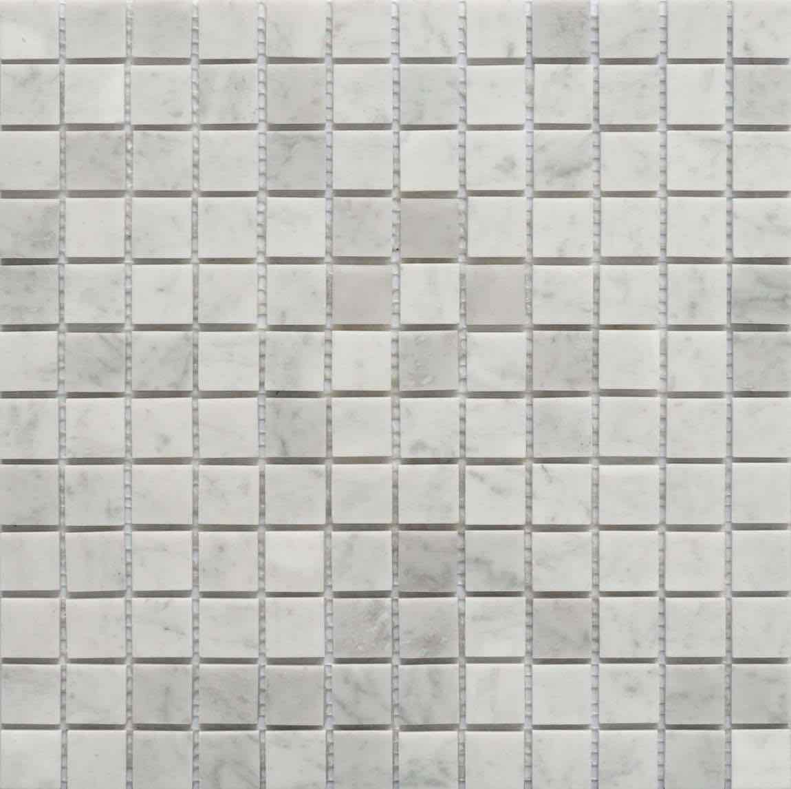 Carrara White Marble Mosaic Tile 1x1 for kitchen backsplash, bathroom, shower, floor, and walls