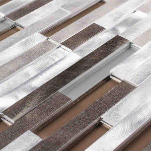Aluminum Glass Mosaic Tile Taupe Mix Stripe for bathroom walls