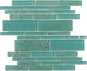 Beach Glass Tile Iridescent Emerald Linear for Swimming pool and spas