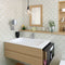 Fish Scale Wall Tile Glossy Cream 6x7 featured on a bathroom walls