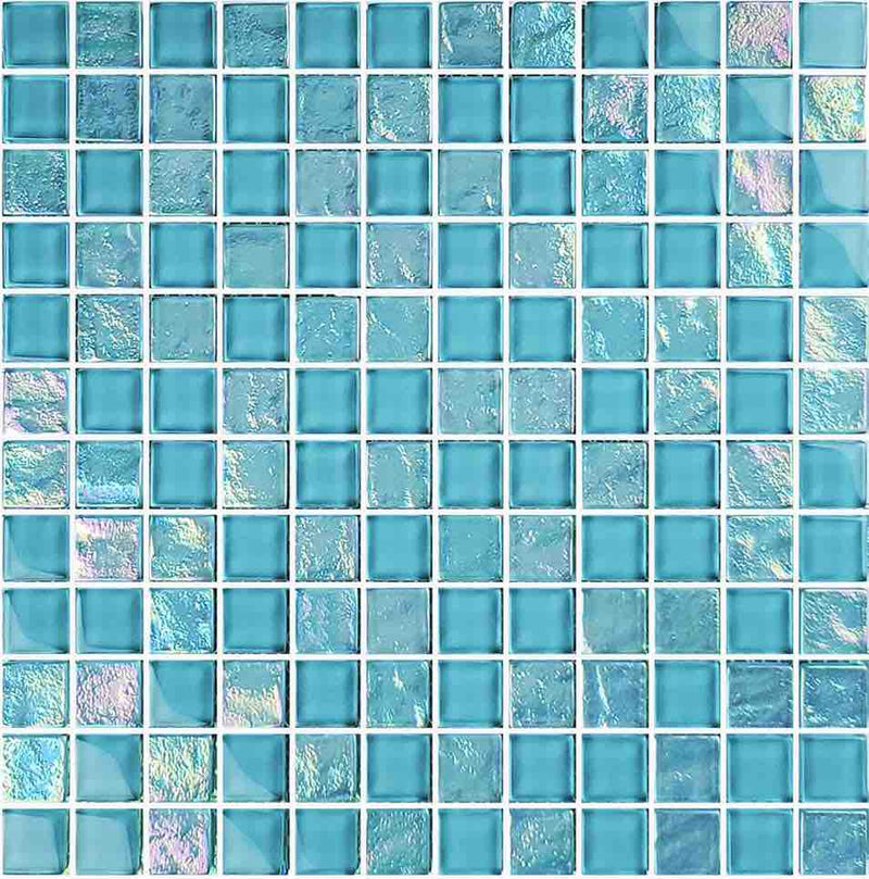 Glass Mosaic Tile Sheen Aqua 1x1 for swimming pool and spas